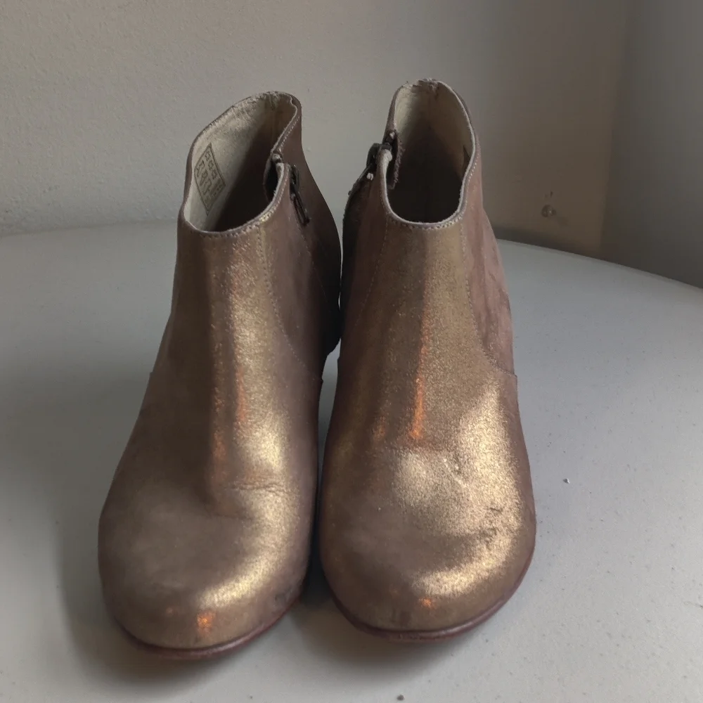 Fortress of Inca Ankle Boot Heels Antique Gold Leather Womens 6 Anthropology